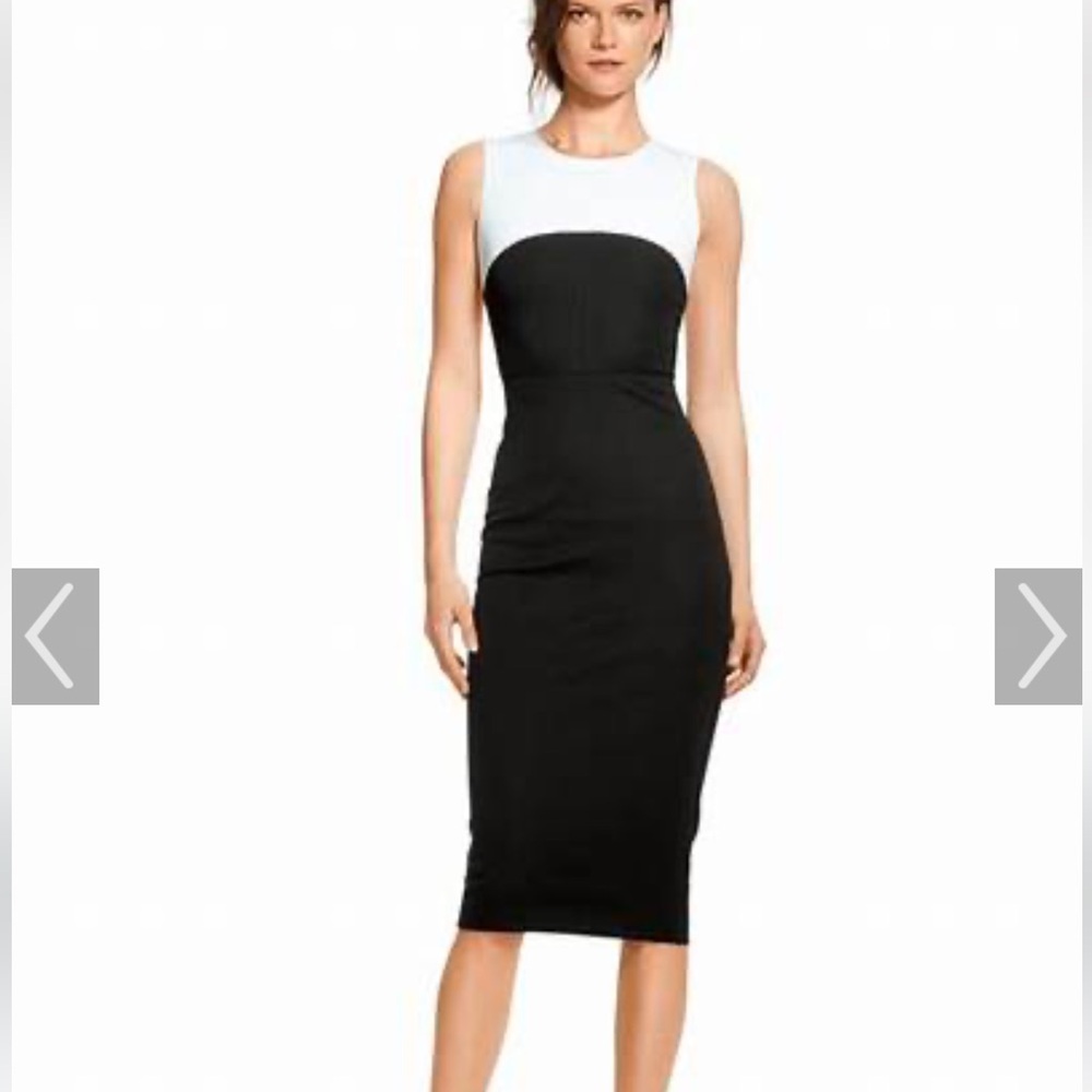 Roland Mouret Black and White Sleeveless Midi Dress